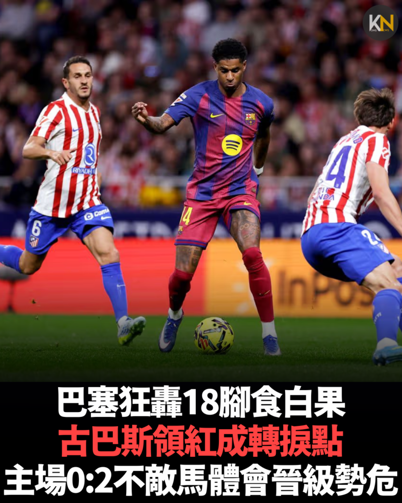 巴塞狂轟18腳食白果 古巴斯領紅成轉捩點 主場0:2不敵馬體會晉級勢危