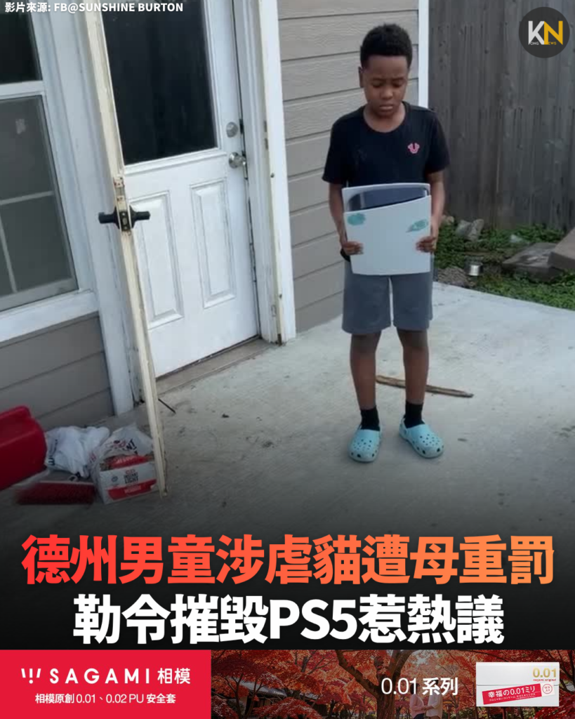 德州男童涉虐貓遭母重罰 勒令摧毀PS5惹熱議