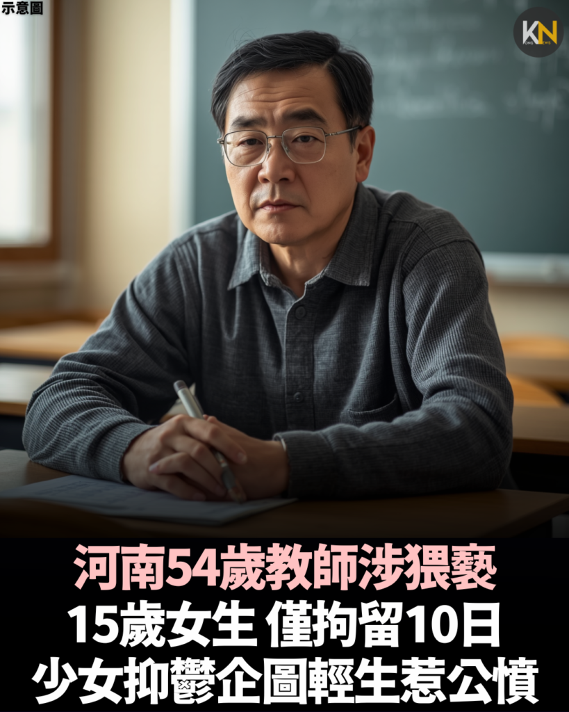 河南54歲教師涉猥褻15歲女生 僅拘留10日 少女抑鬱企圖輕生惹公憤