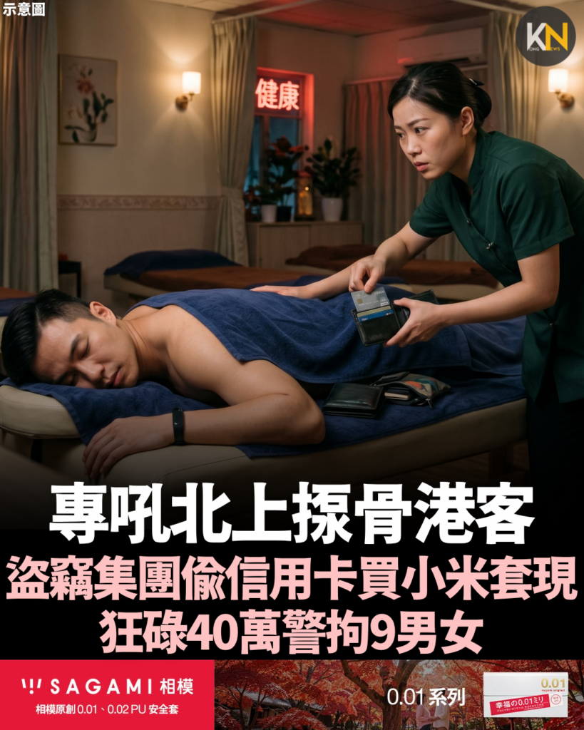專吼北上揼骨港客 盜竊集團偷信用卡買小米 套現狂碌40萬警拘9男女