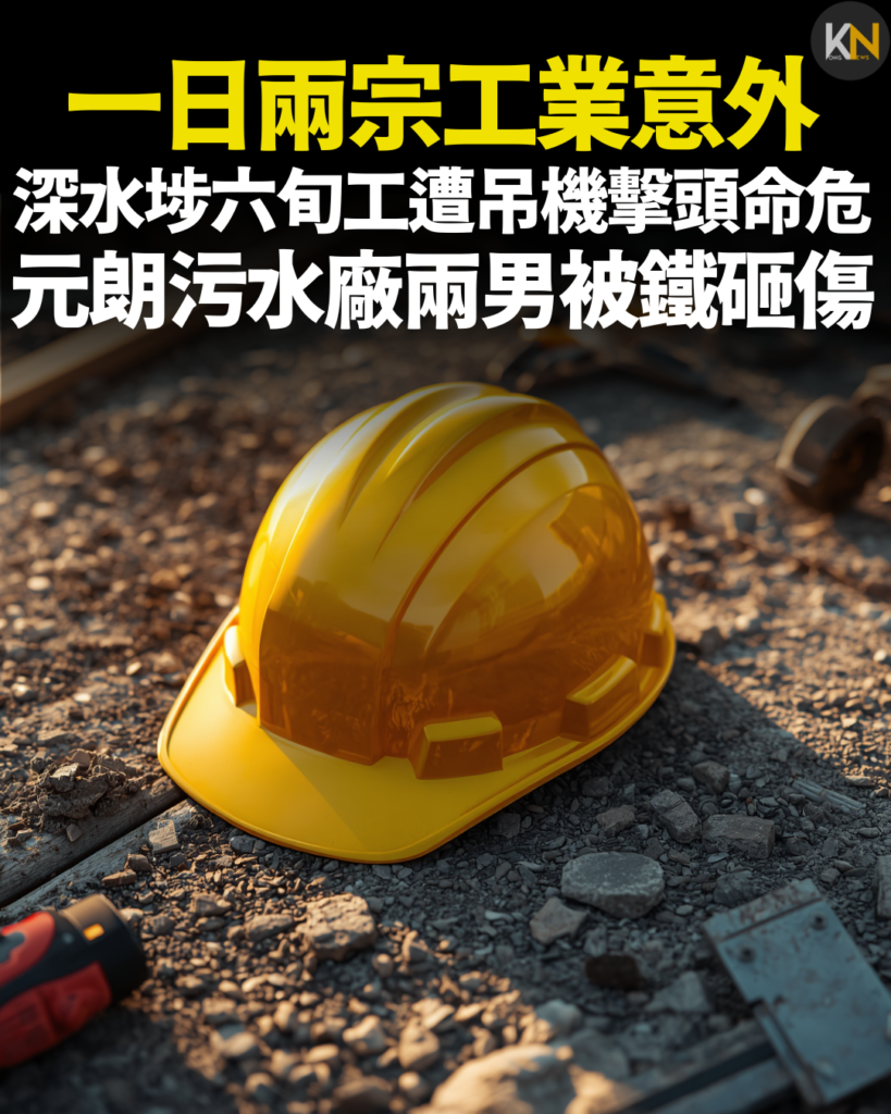 一日兩宗工業意外 深水埗六旬工遭吊機擊頭命危 元朗污水廠兩男被鐵砸傷